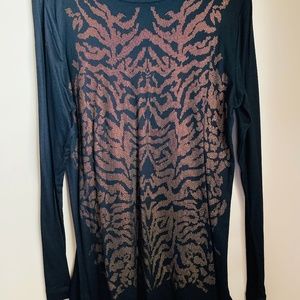 Copper foil printed black tee shirt tunic